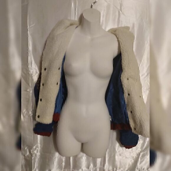 Tribal Aztec Lapel ,Button Down Fleece corduroy winter cropped coat jacket M - Picture 9 of 11